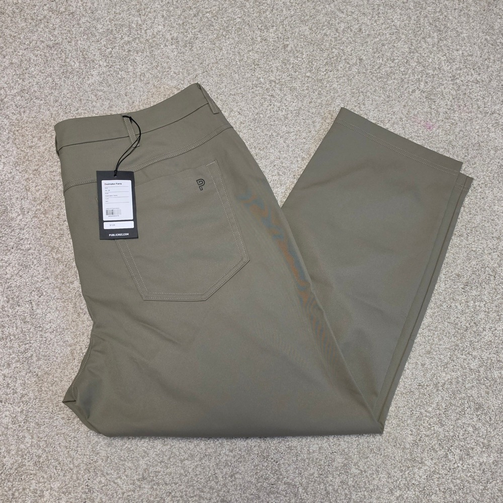 Public Rec Mens Dealmaker Pants Ash 38x28 (38x26.5) NWT Golf Chino Trousers